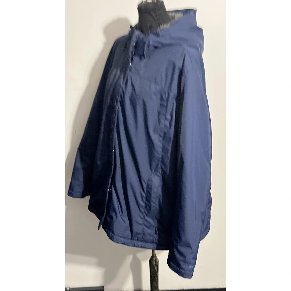 L L Bean Jacket Womens 3X Plus Blue Hooded Nylon Sherpa‎ Lined Winter Coat